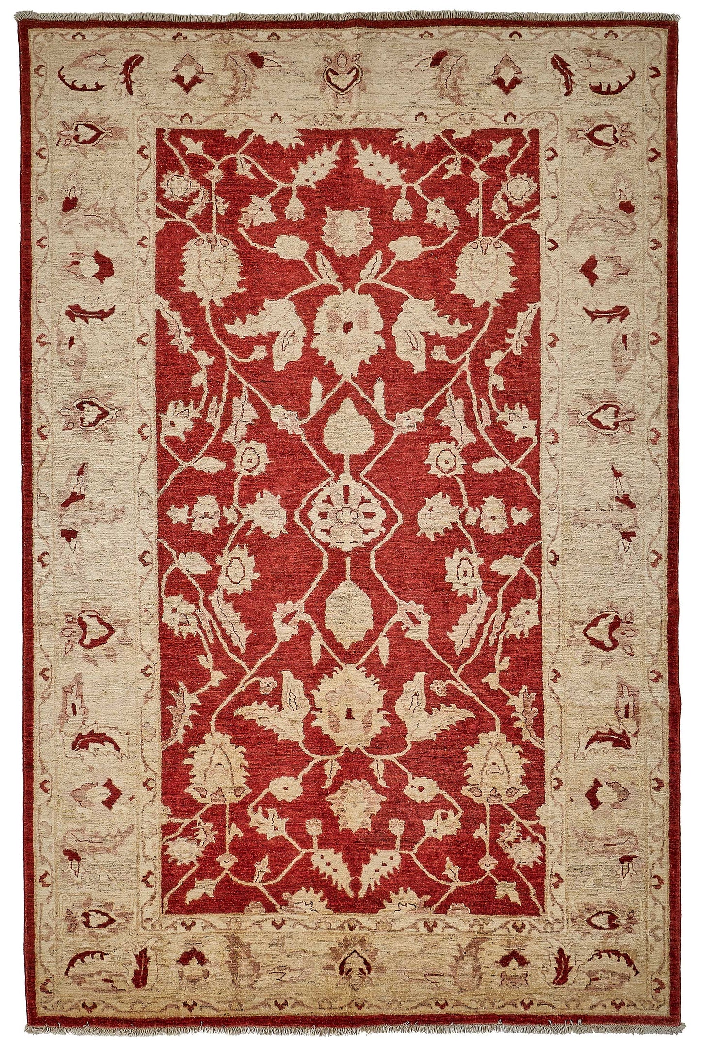 7x10 Red Traditional Floral Oushak Rug - 51469