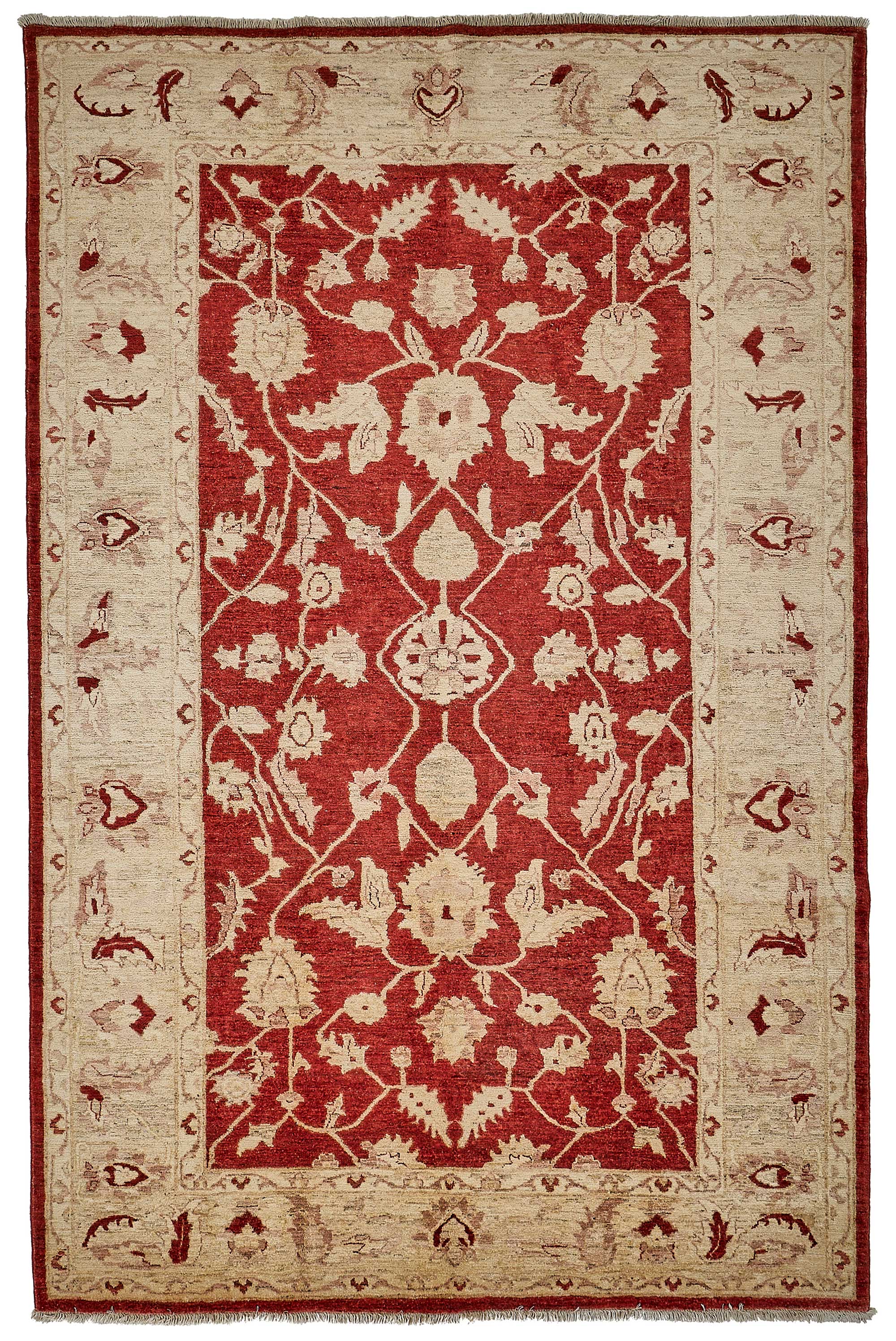 7x10 Red Traditional Floral Oushak Rug - 51469