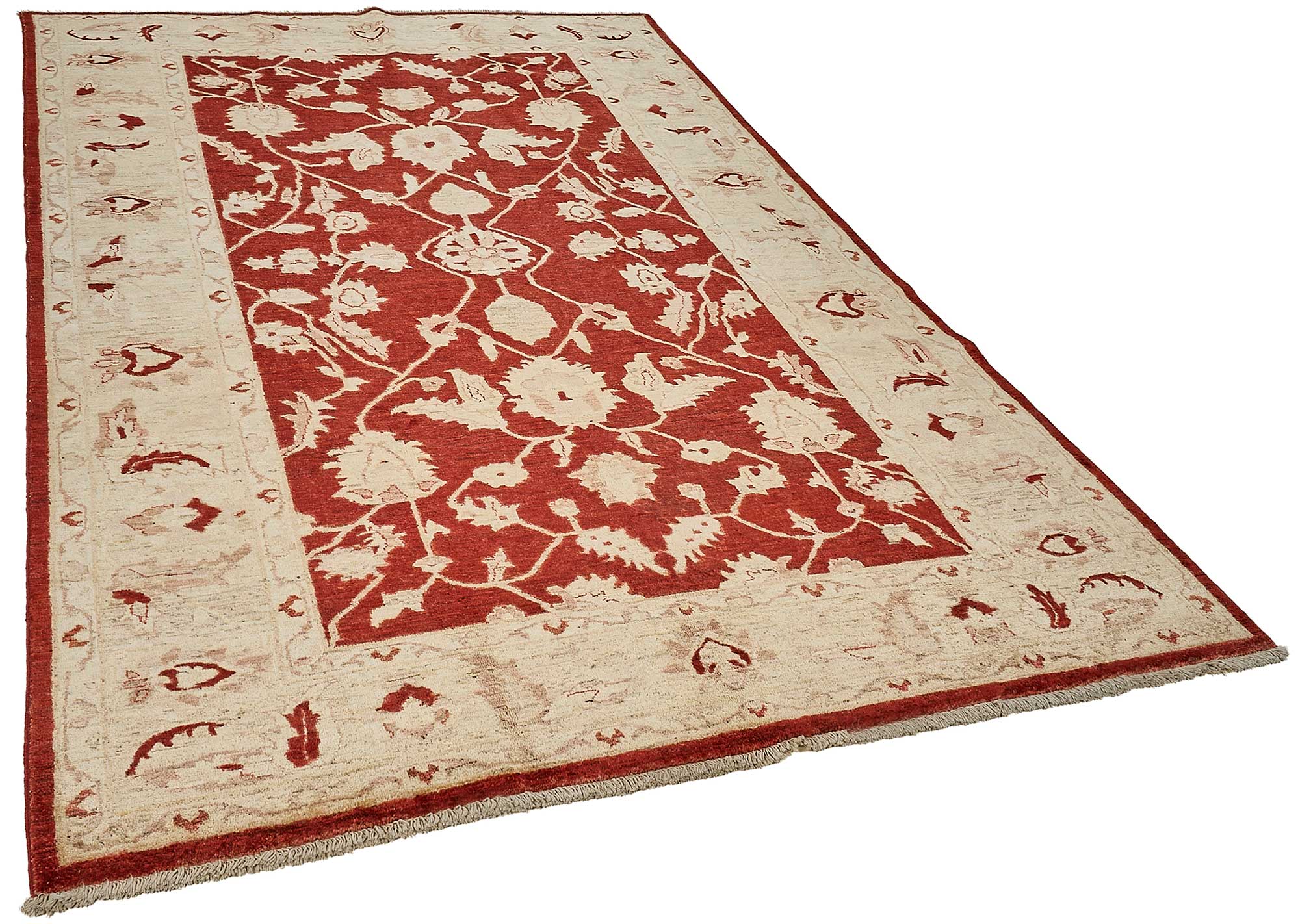 7x10 Red Traditional Floral Oushak Rug - 51469