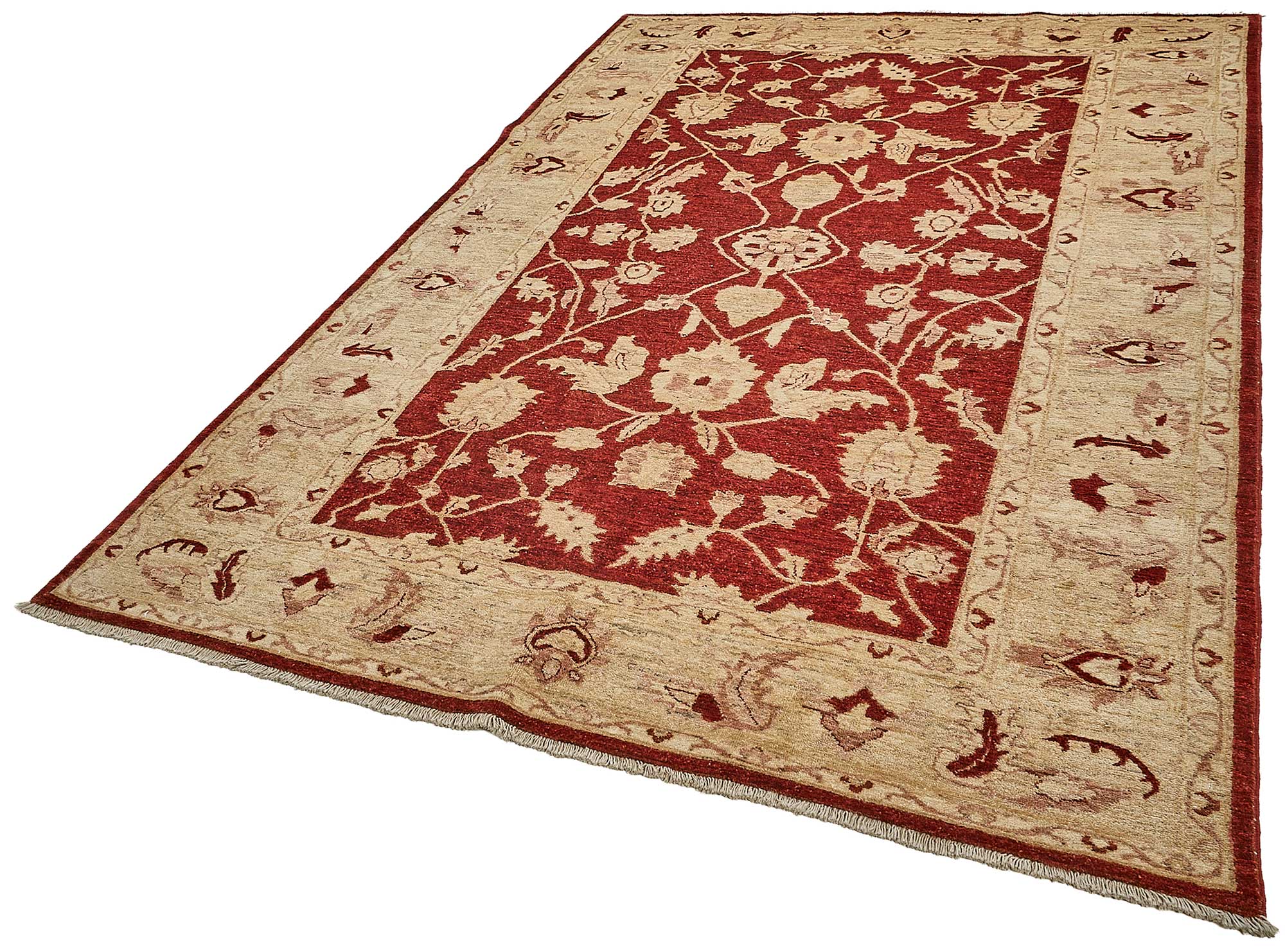 7x10 Red Traditional Floral Oushak Rug - 51469