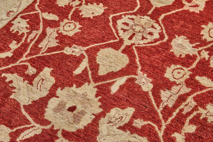 7x10 Red Traditional Floral Oushak Rug - 51469