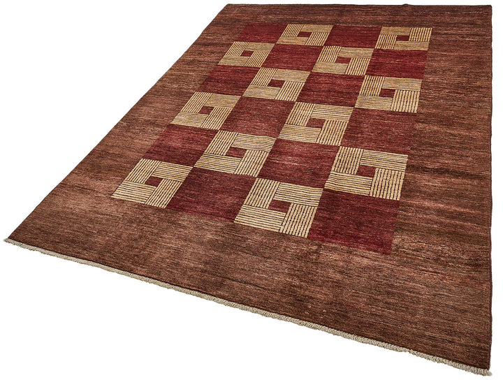 6x9 Red Traditional Geometric Oushak Rug - 51470