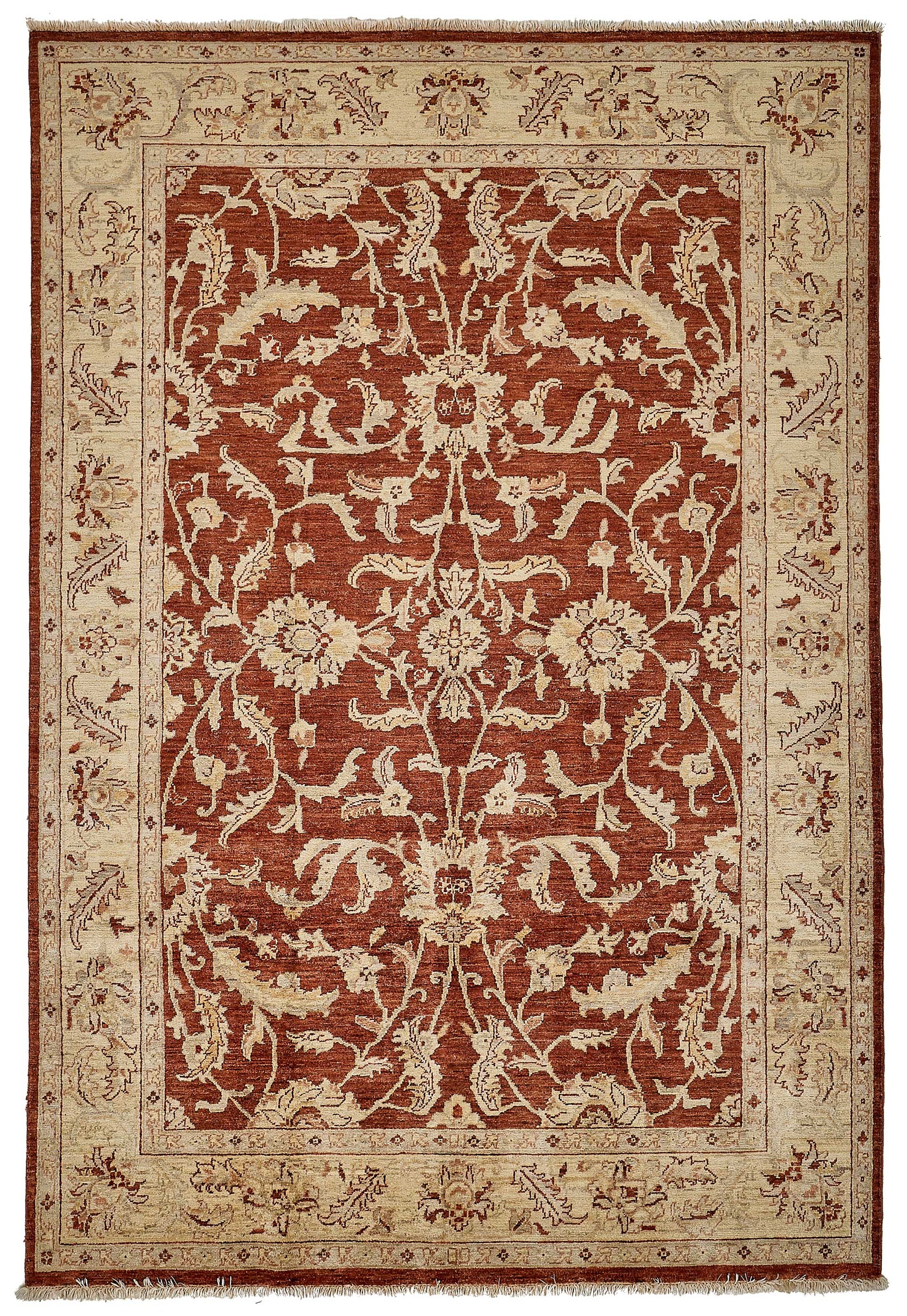 6x9 Red Handmade Floral Oushak Rug - 51474