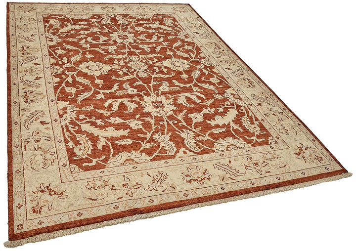 6x9 Red Handmade Floral Oushak Rug - 51474
