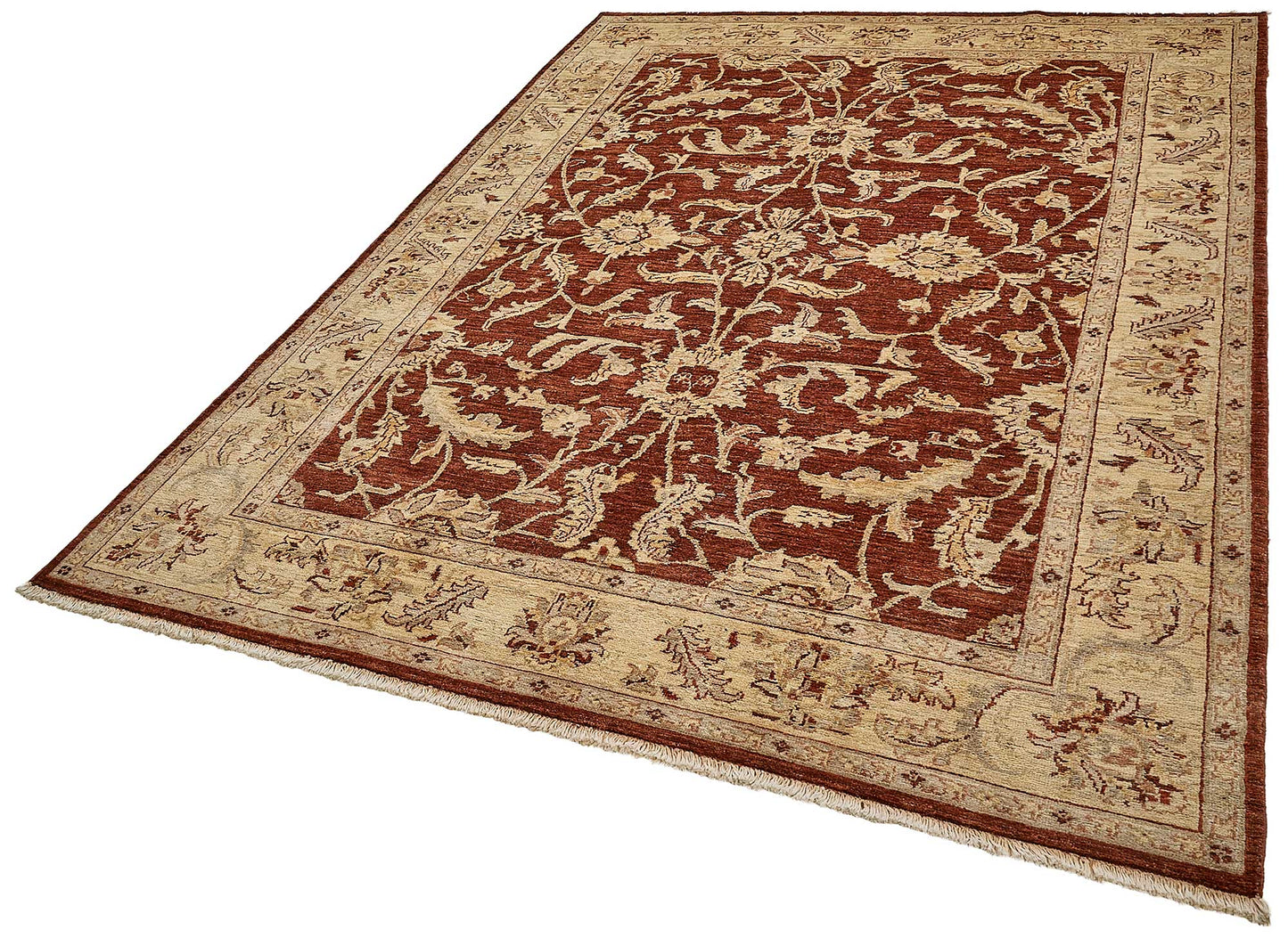 6x9 Red Handmade Floral Oushak Rug - 51474