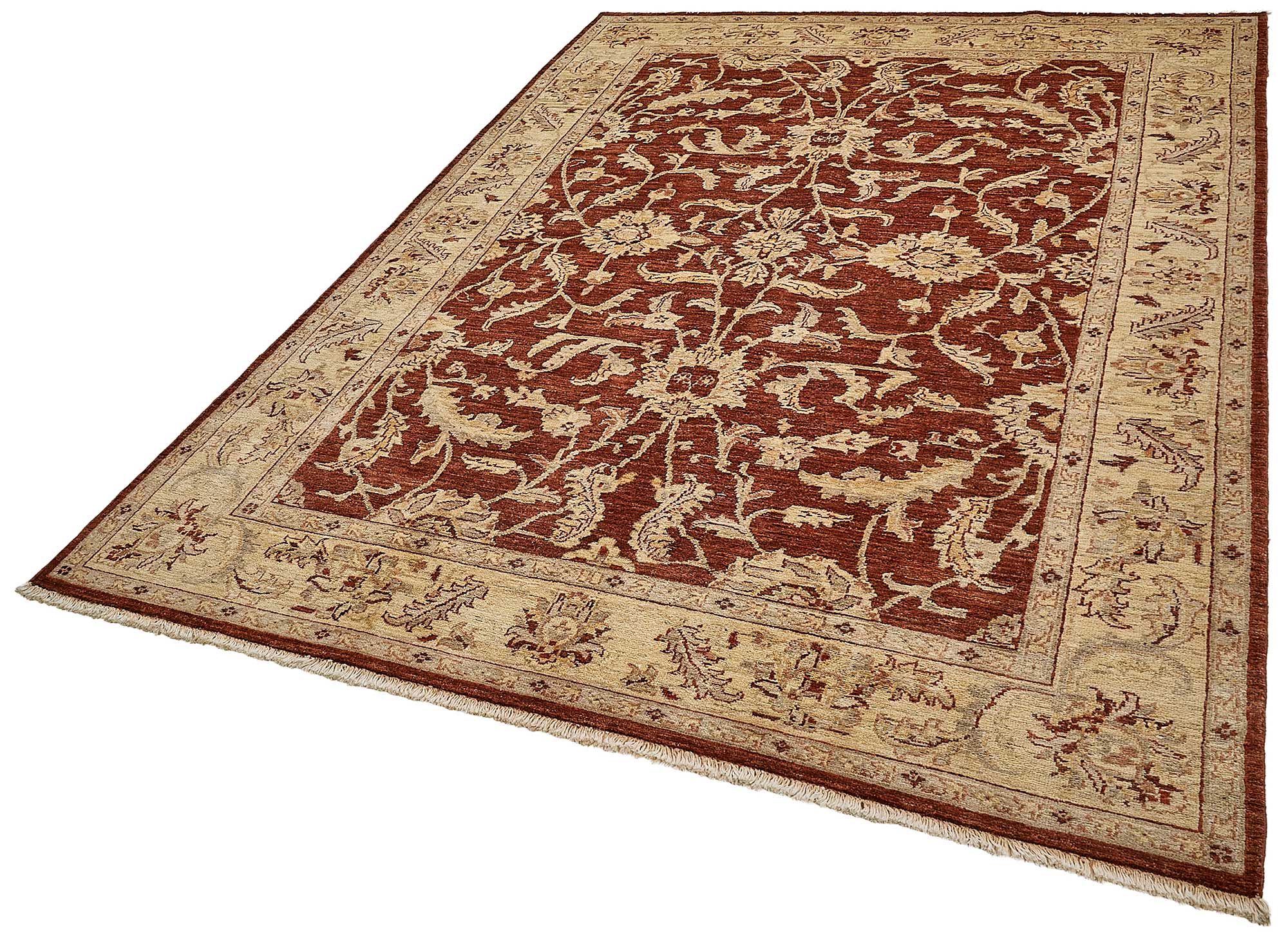 6x9 Red Handmade Floral Oushak Rug - 51474