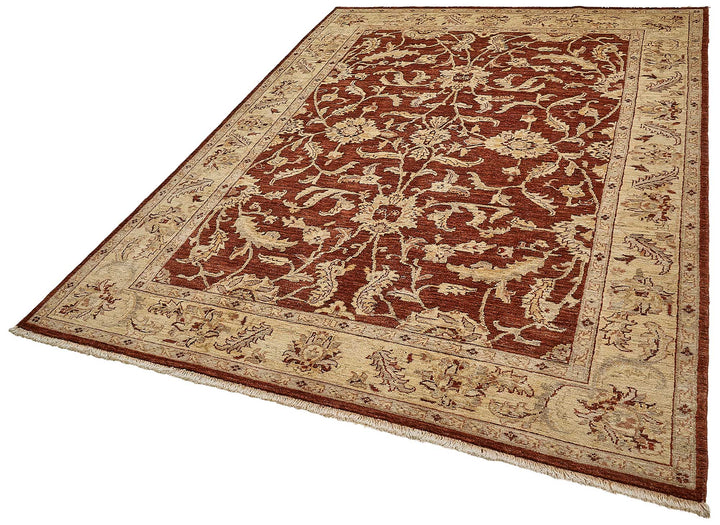 6x9 Red Handmade Floral Oushak Rug - 51474