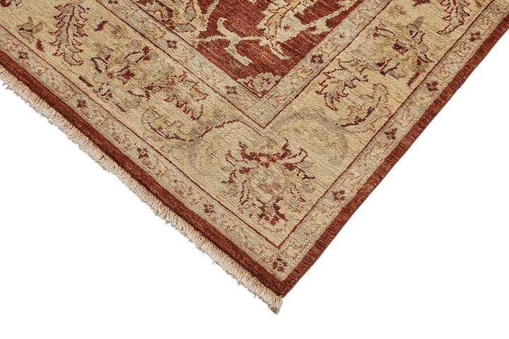 6x9 Red Handmade Floral Oushak Rug - 51474