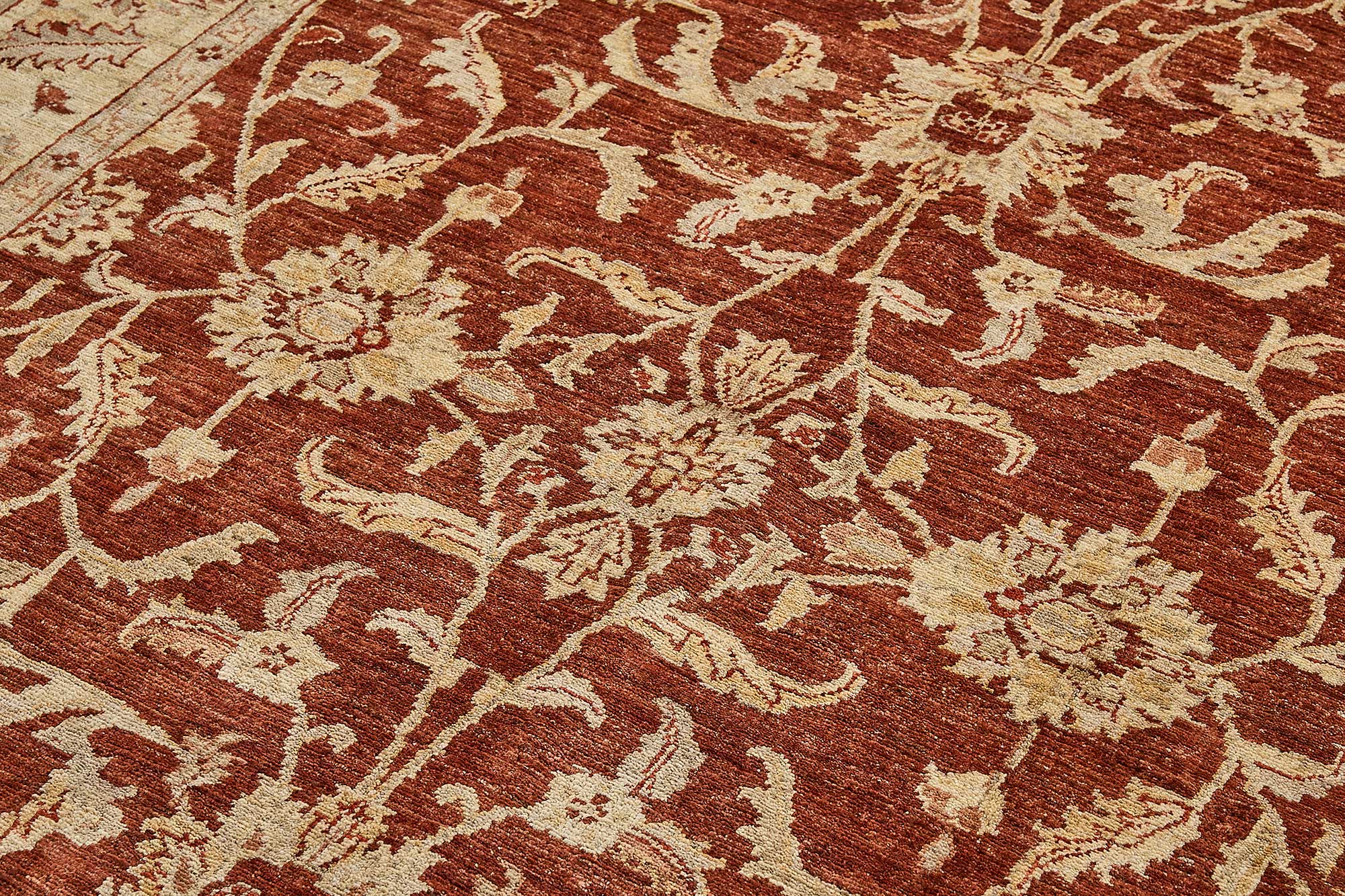 6x9 Red Handmade Floral Oushak Rug - 51474