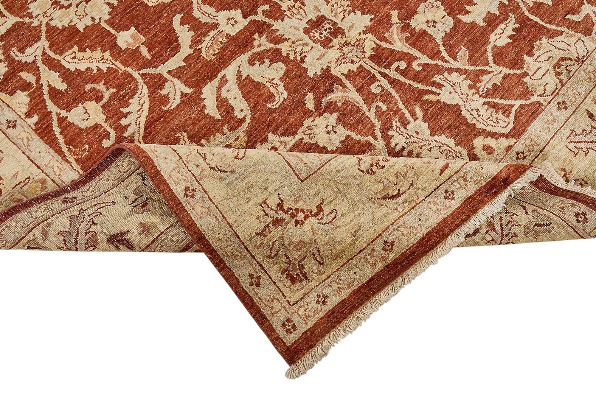 6x9 Red Handmade Floral Oushak Rug - 51474