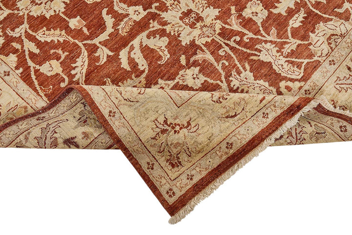 6x9 Red Handmade Floral Oushak Rug - 51474