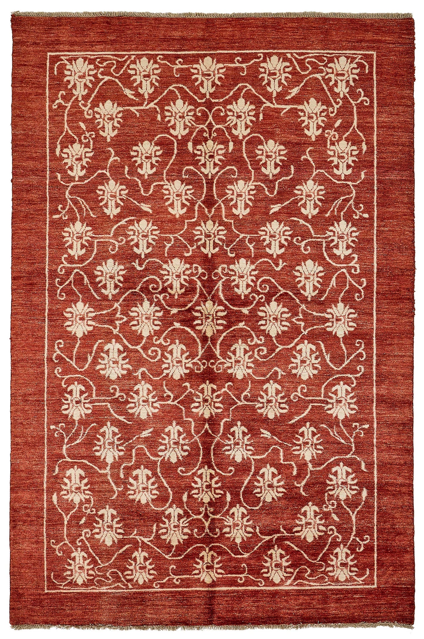 6x8 Red Turkish Floral Oushak Rug - 51475