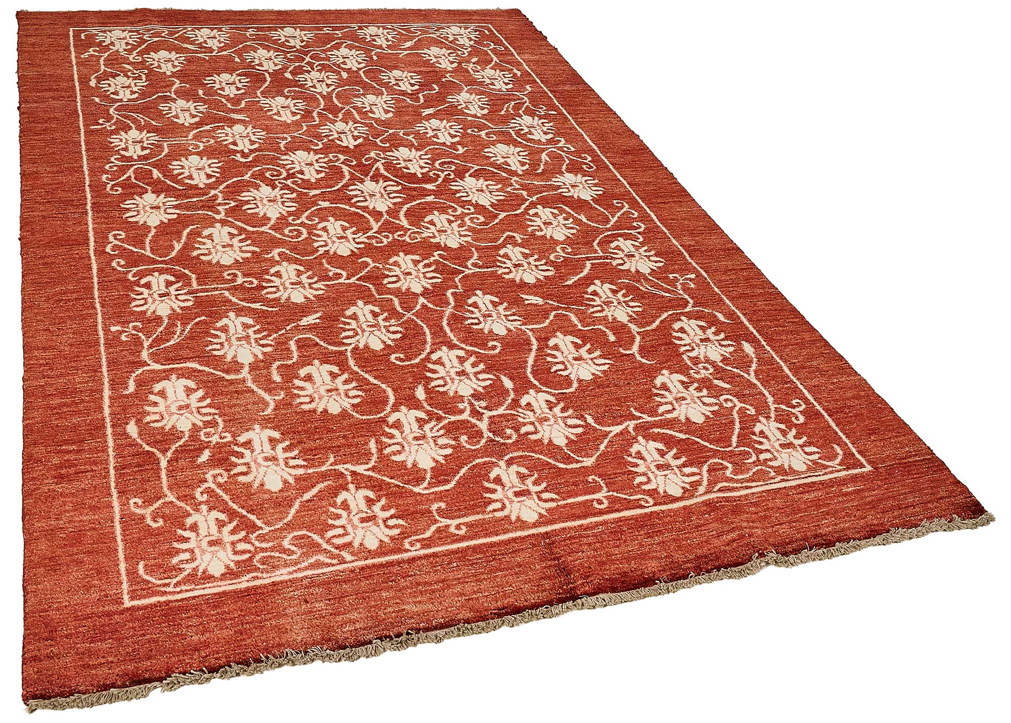 6x8 Red Turkish Floral Oushak Rug - 51475