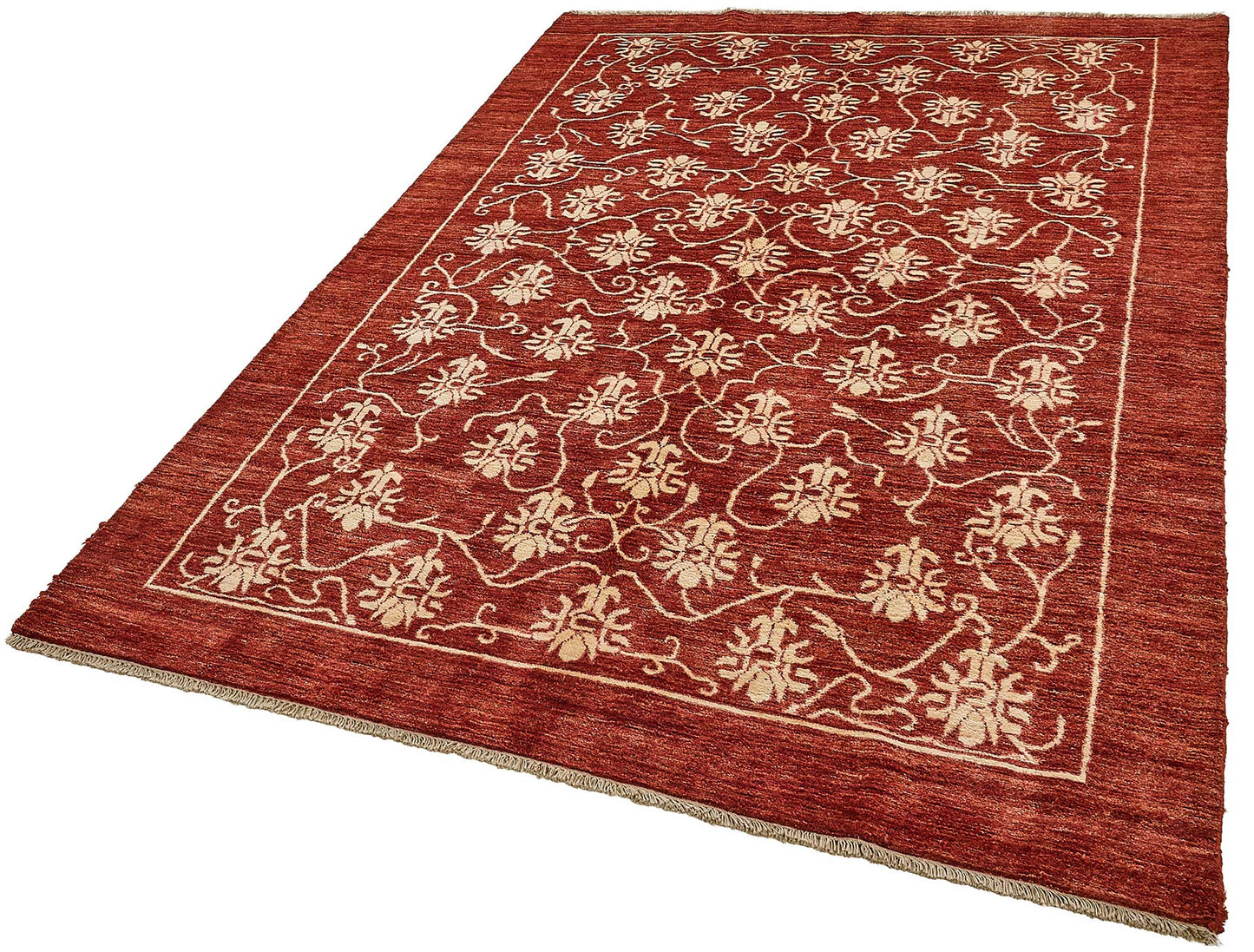 6x8 Red Turkish Floral Oushak Rug - 51475