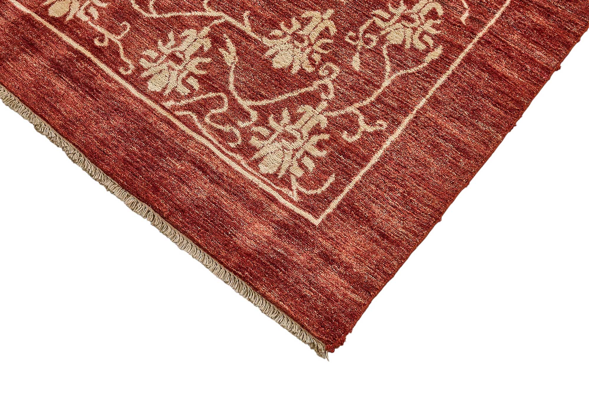 6x8 Red Turkish Floral Oushak Rug - 51475