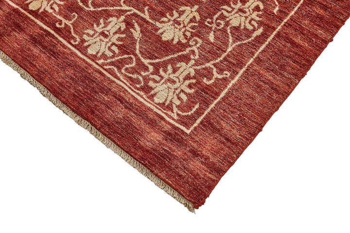 6x8 Red Turkish Floral Oushak Rug - 51475