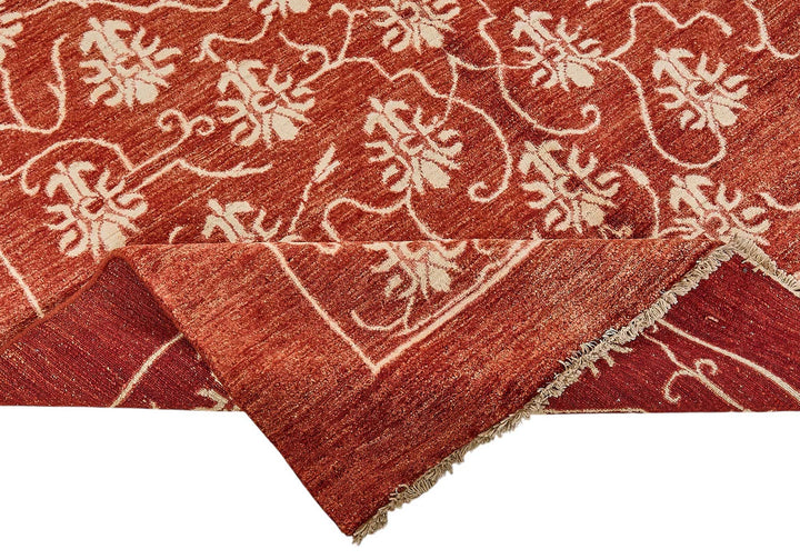 6x8 Red Turkish Floral Oushak Rug - 51475