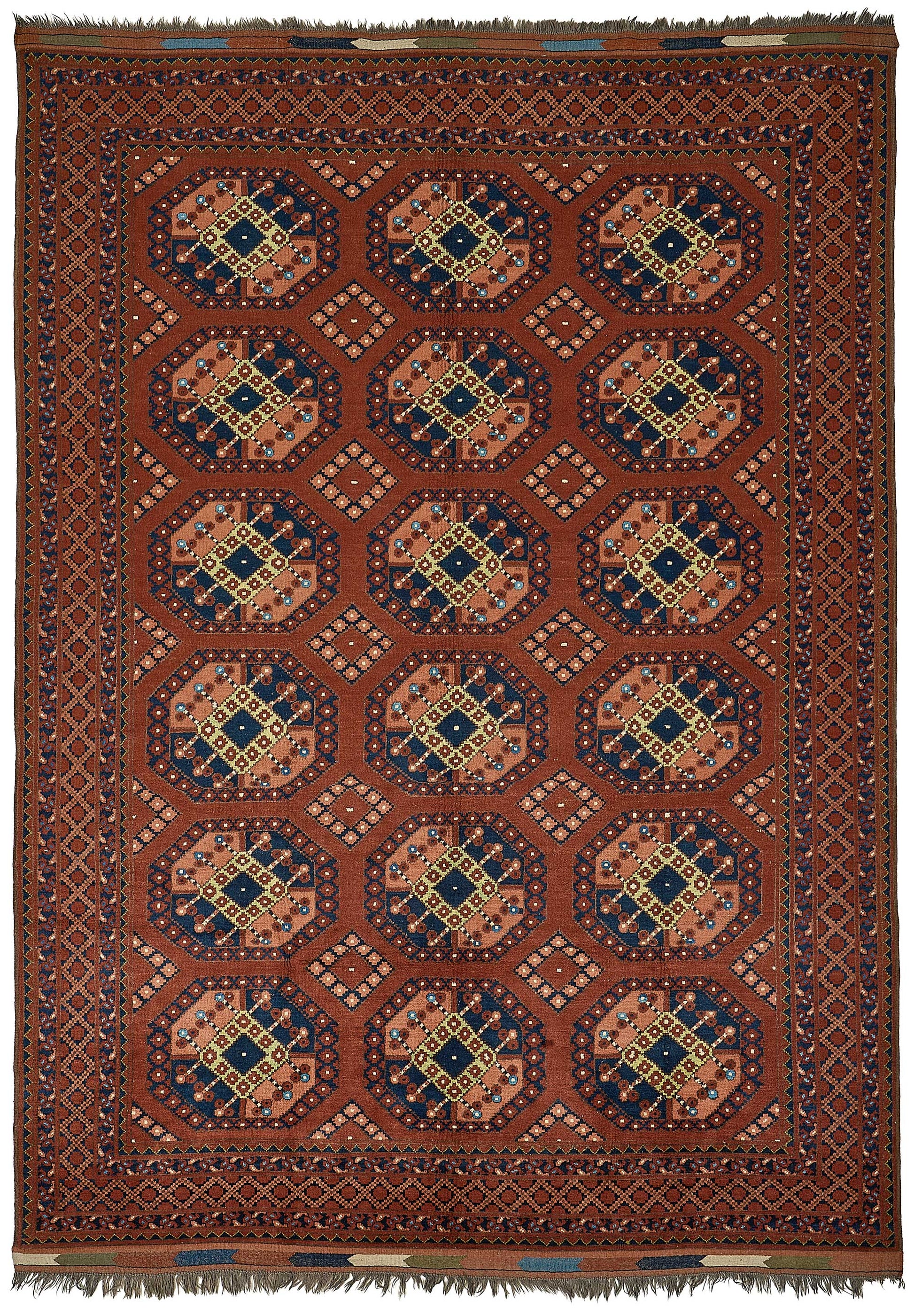 7x10 Red Tribal Geometric Oushak Rug - 51476