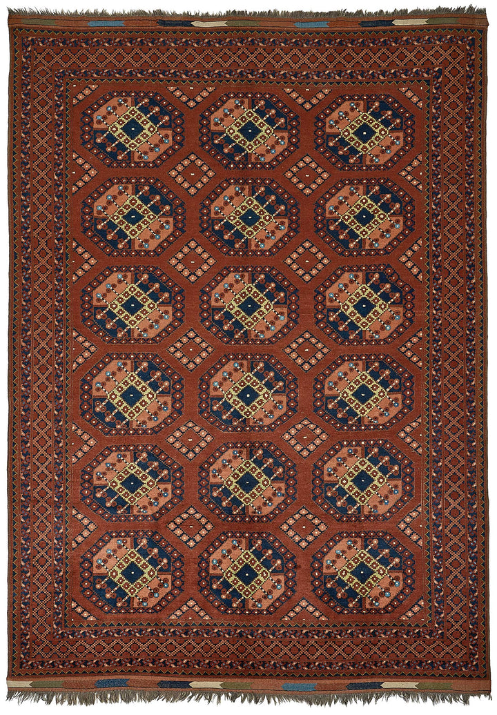 7x10 Red Tribal Geometric Oushak Rug - 51476