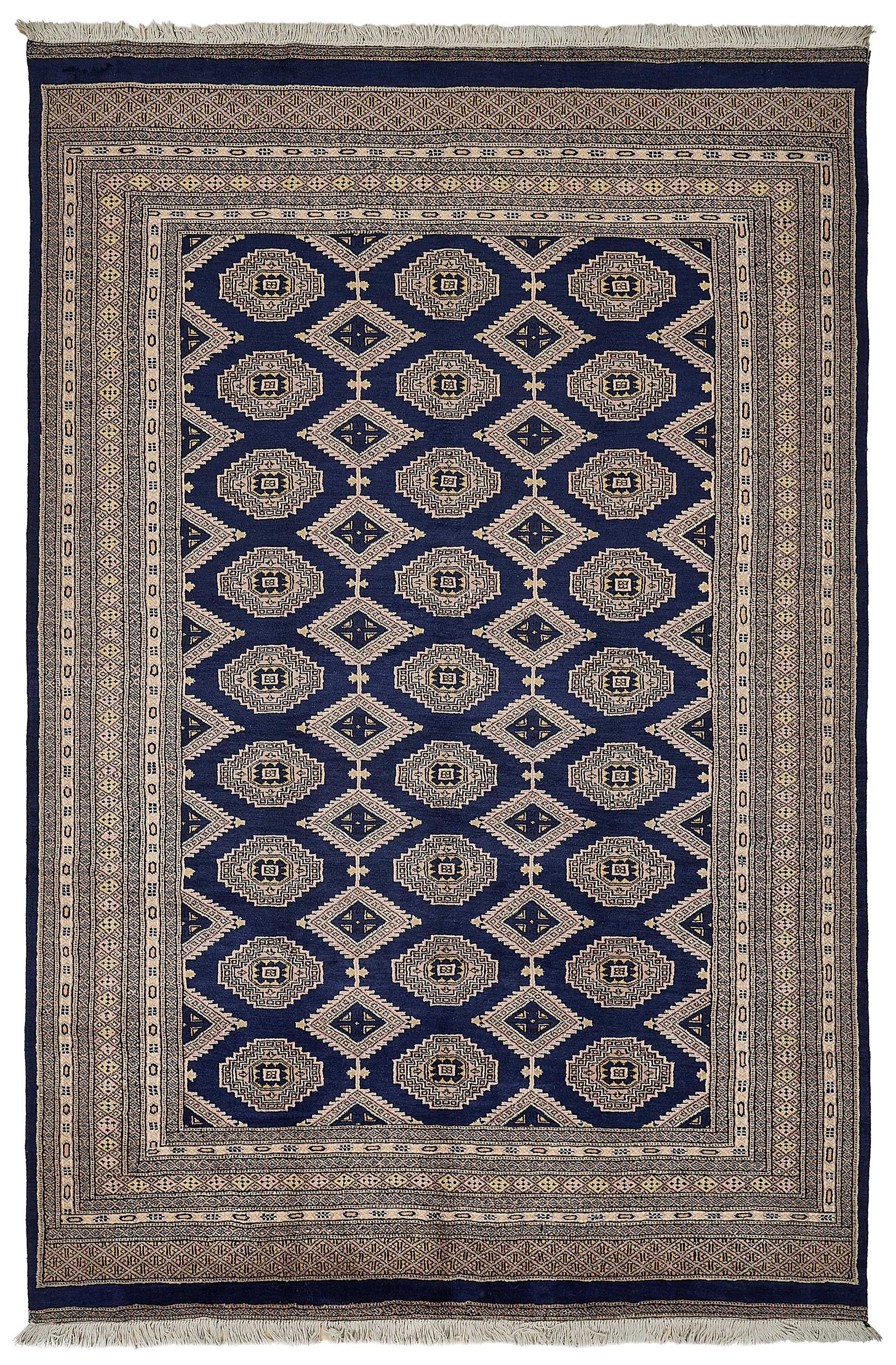 6x9 Blue Handmade Tribal Geometric Oushak Rug - 51477