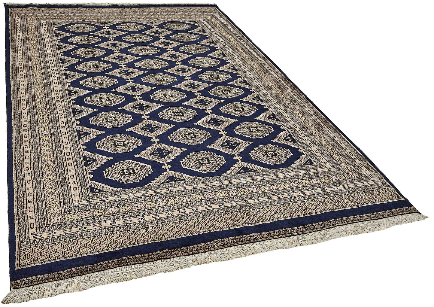 6x9 Blue Handmade Tribal Geometric Oushak Rug - 51477