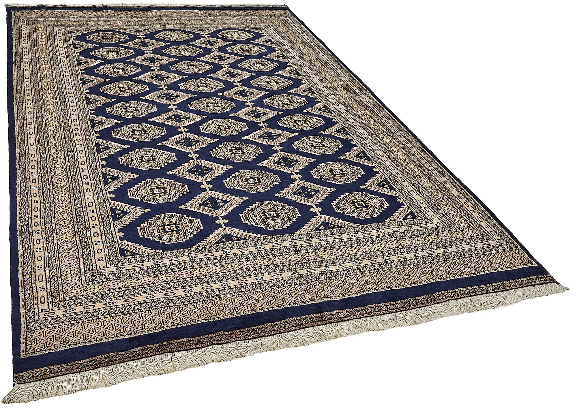 6x9 Blue Handmade Tribal Geometric Oushak Rug - 51477