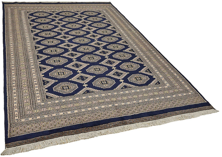 6x9 Blue Handmade Tribal Geometric Oushak Rug - 51477