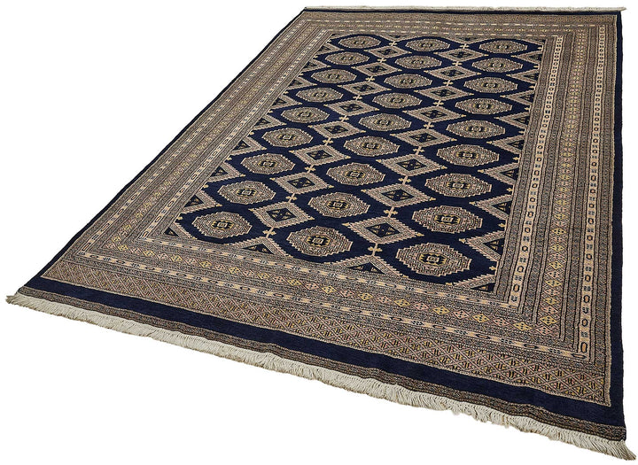 6x9 Blue Handmade Tribal Geometric Oushak Rug - 51477