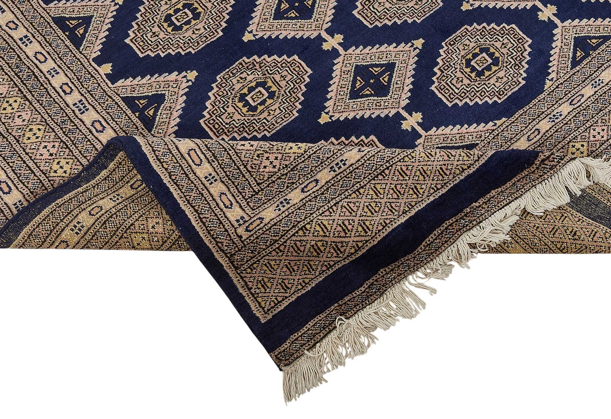 6x9 Blue Handmade Tribal Geometric Oushak Rug - 51477