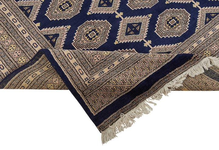 6x9 Blue Handmade Tribal Geometric Oushak Rug - 51477