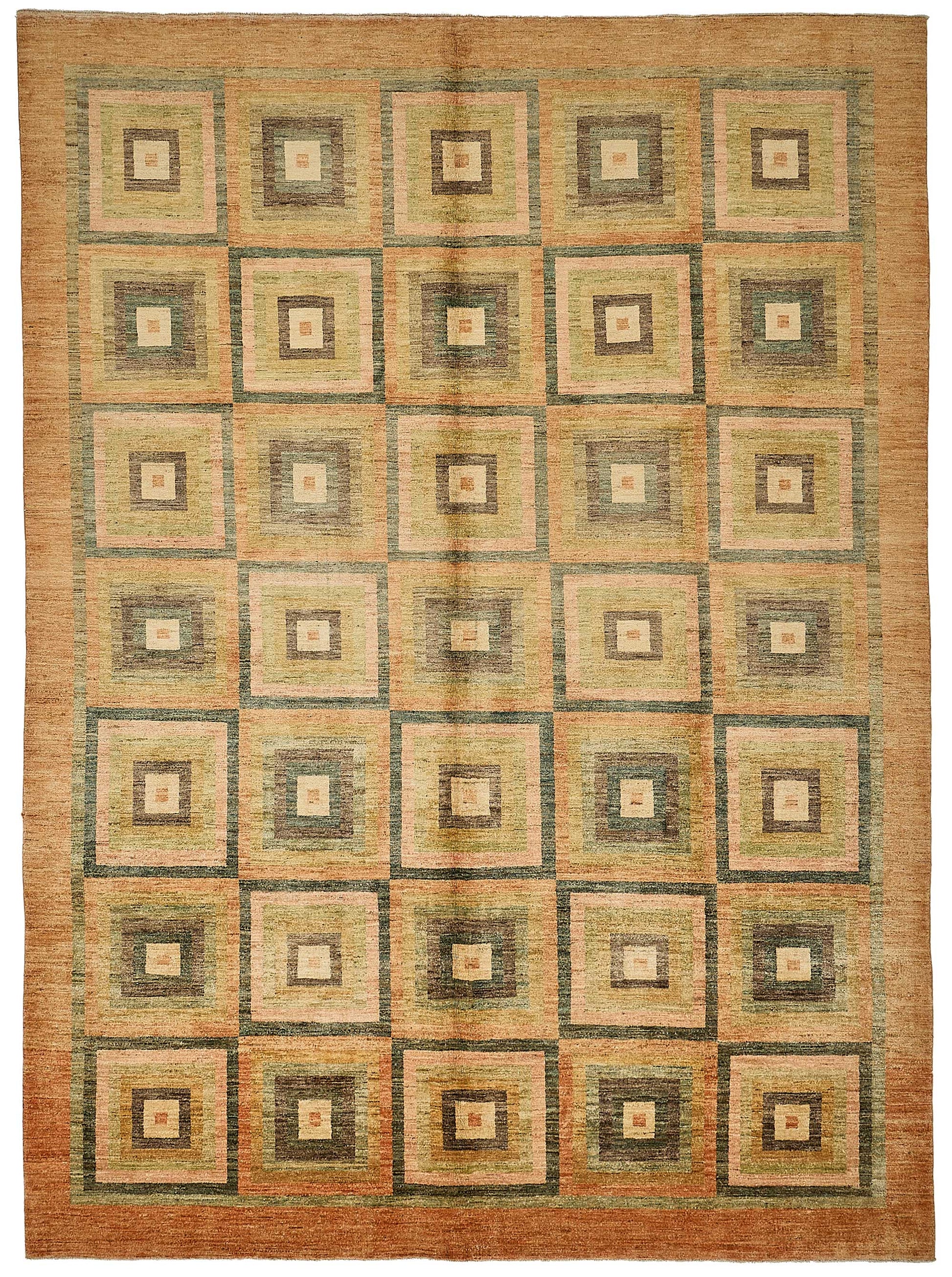 9x12 Beige Traditional Geometric Oushak Rug - 51478