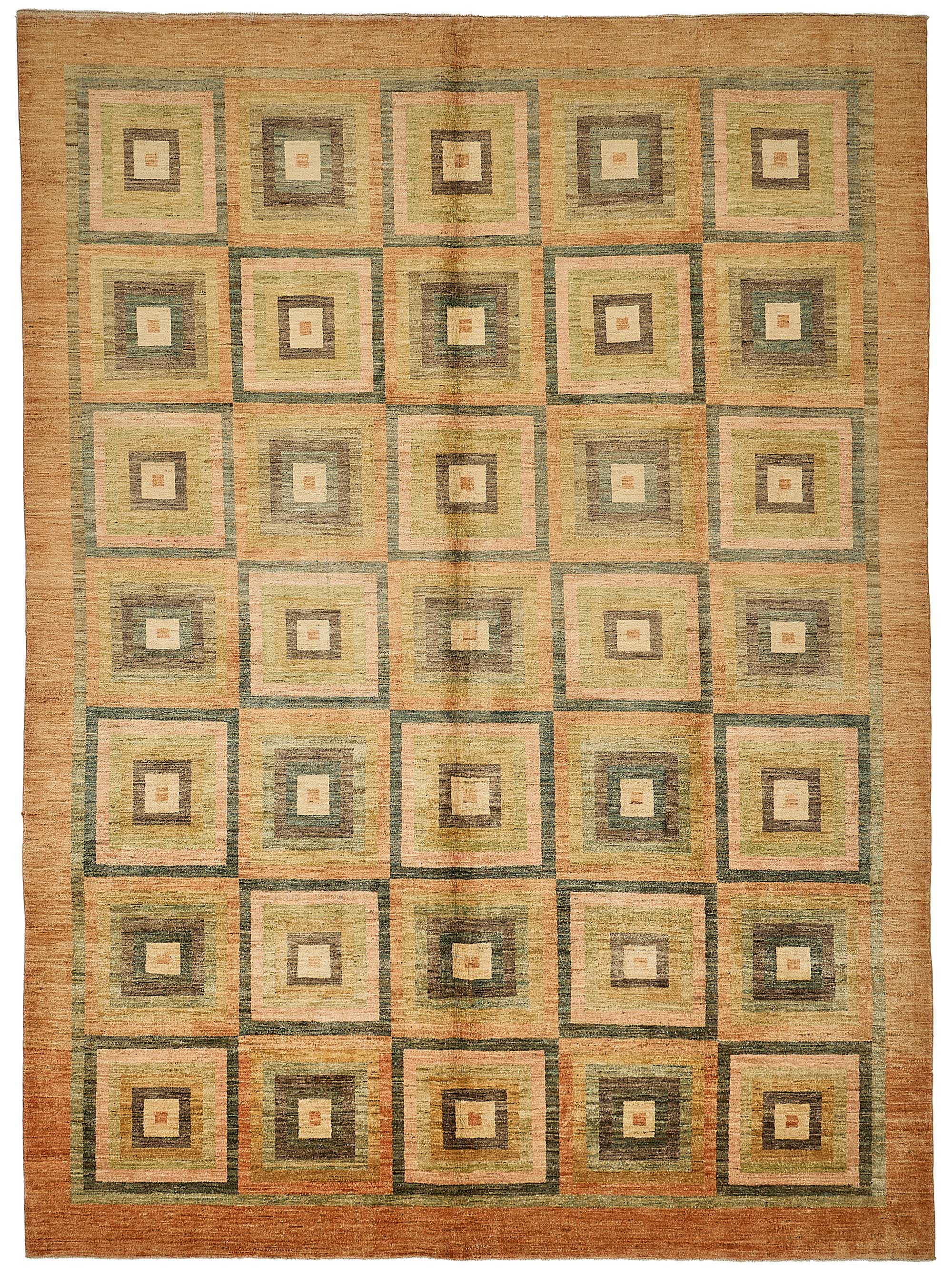 9x12 Beige Traditional Geometric Oushak Rug - 51478