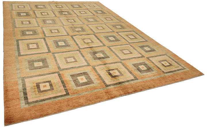 9x12 Beige Traditional Geometric Oushak Rug - 51478
