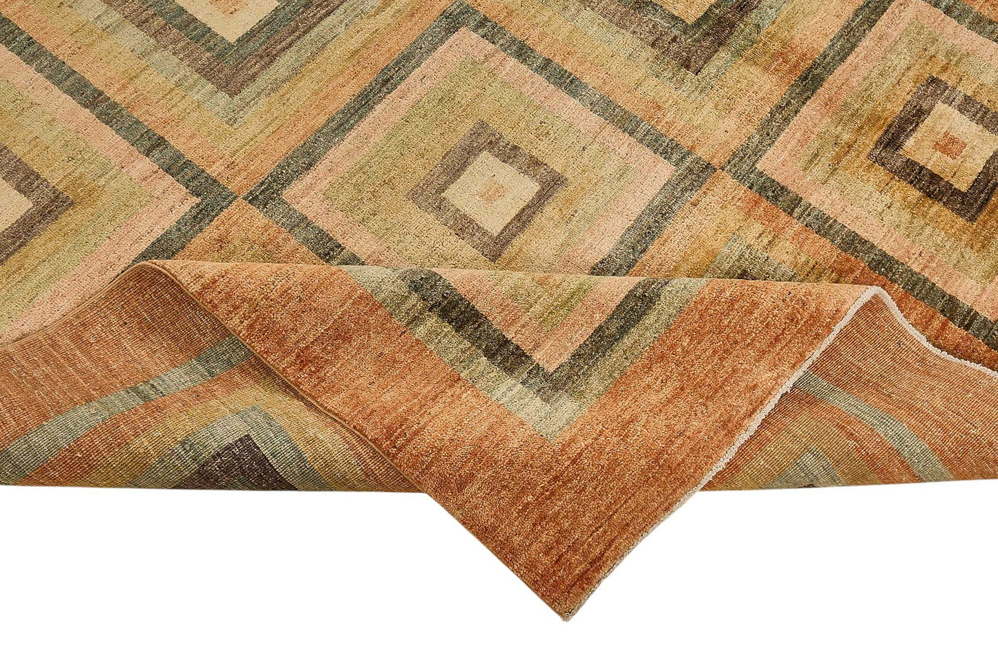 9x12 Beige Traditional Geometric Oushak Rug - 51478