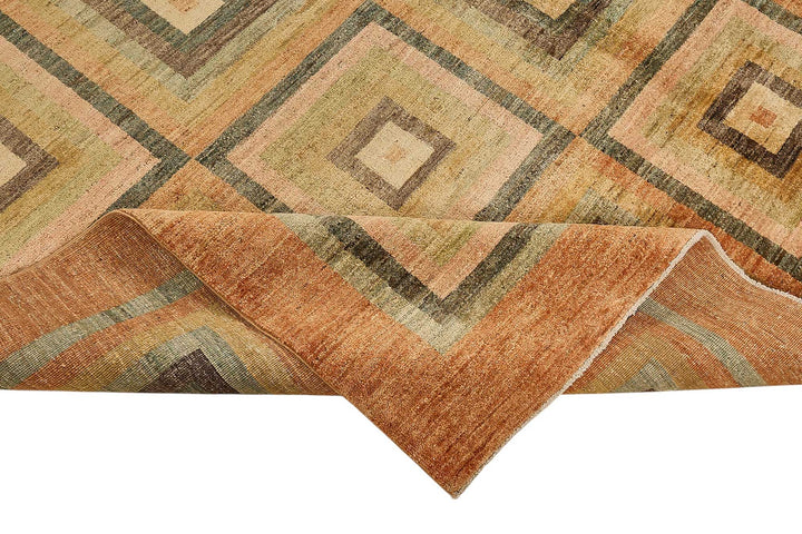 9x12 Beige Traditional Geometric Oushak Rug - 51478