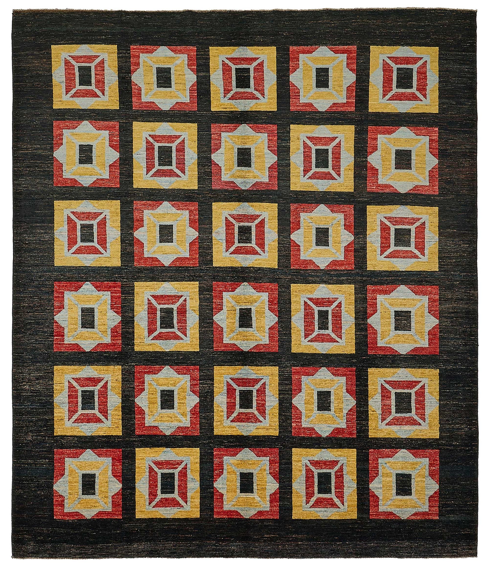 9x10 Black Handmade Geometric Oushak Rug - 51481