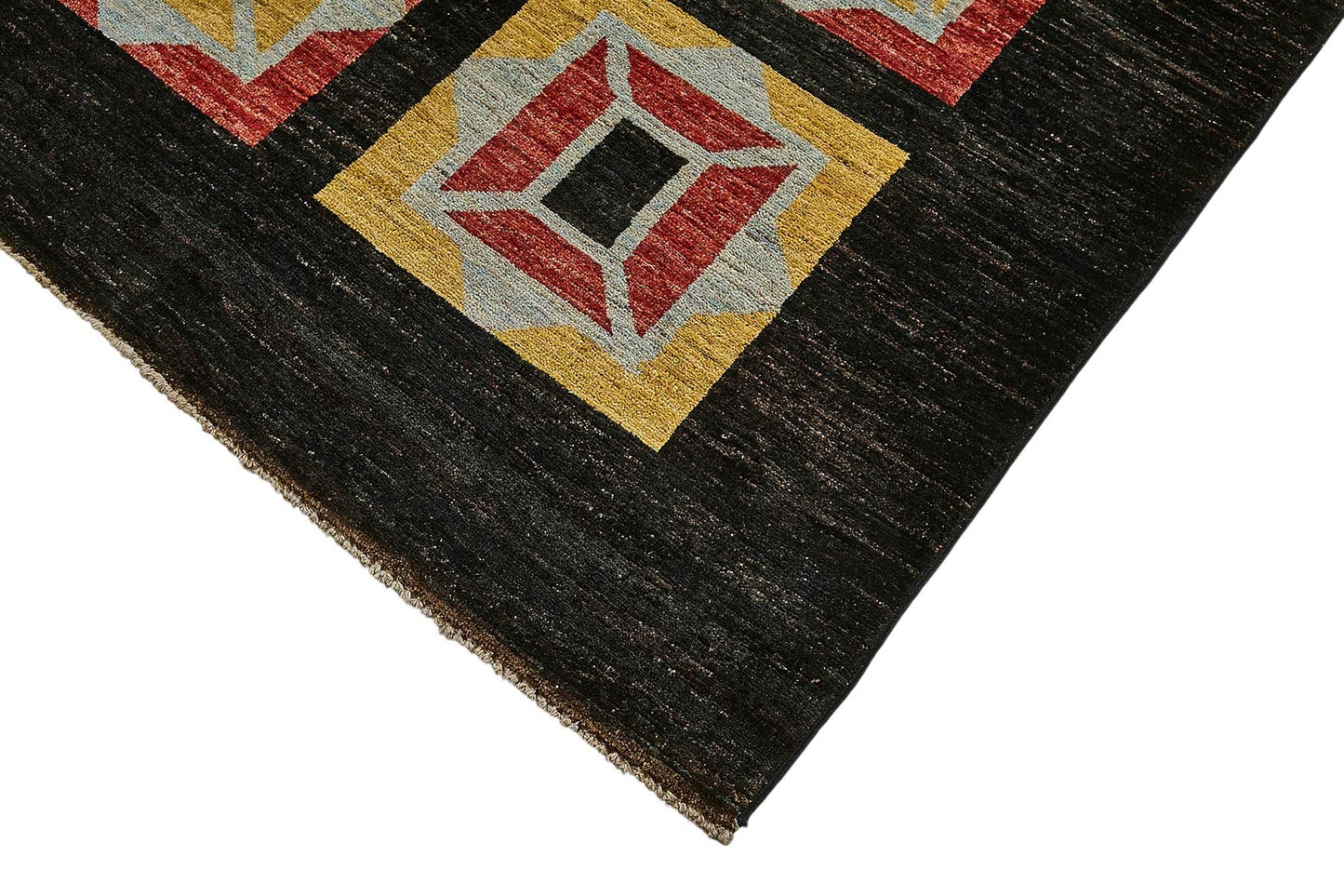 9x10 Black Handmade Geometric Oushak Rug - 51481