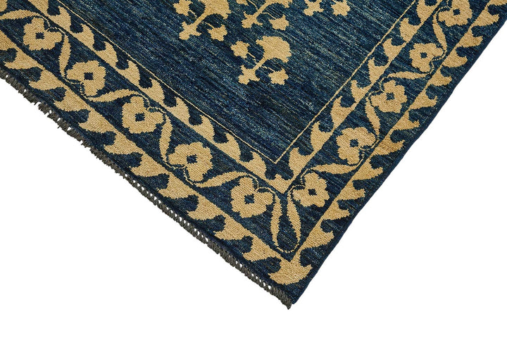 8x11 Blue Handmade Floral Oushak Rug - 51482