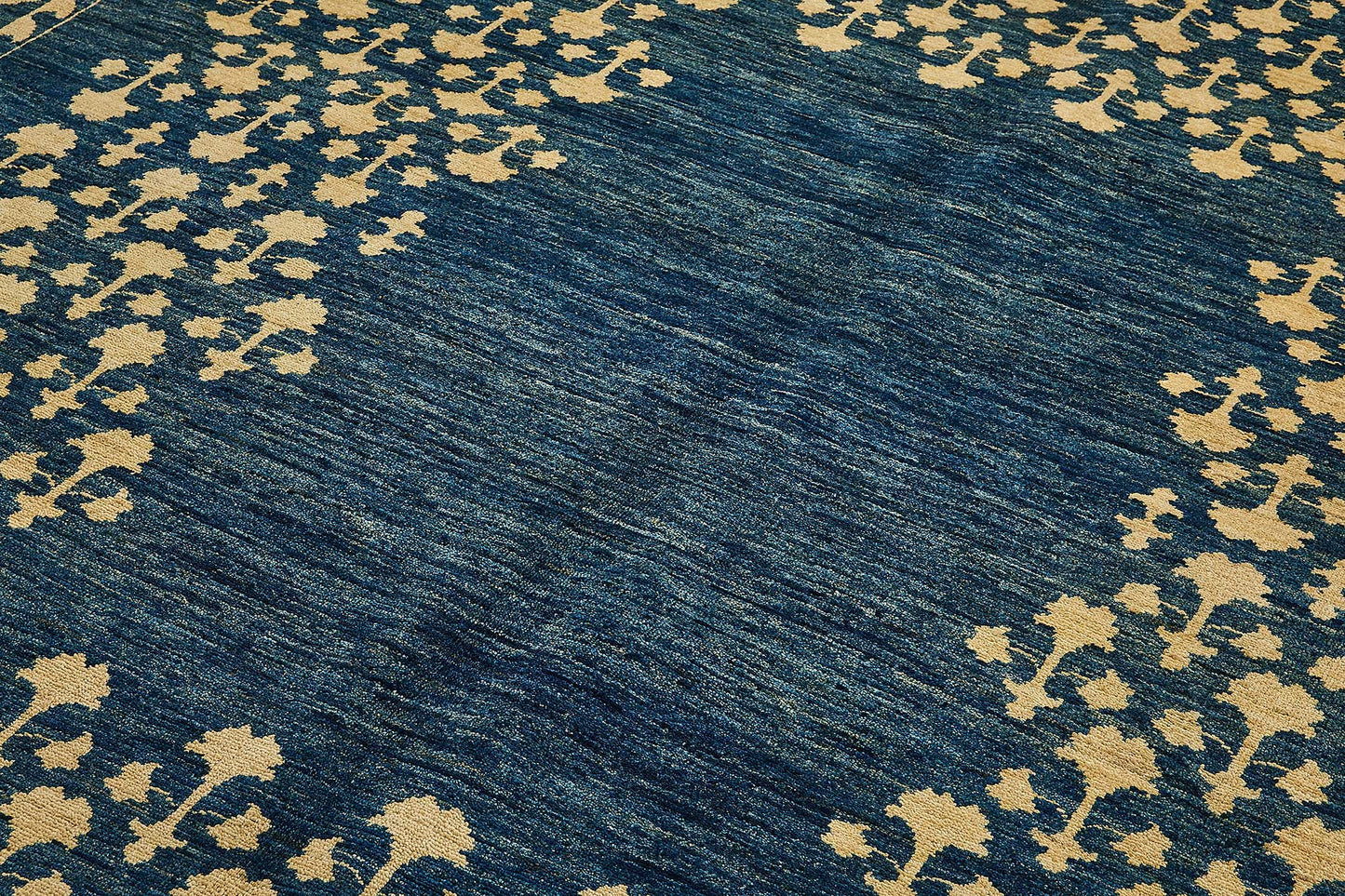 8x11 Blue Handmade Floral Oushak Rug - 51482