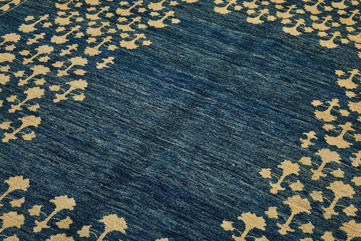 8x11 Blue Handmade Floral Oushak Rug - 51482