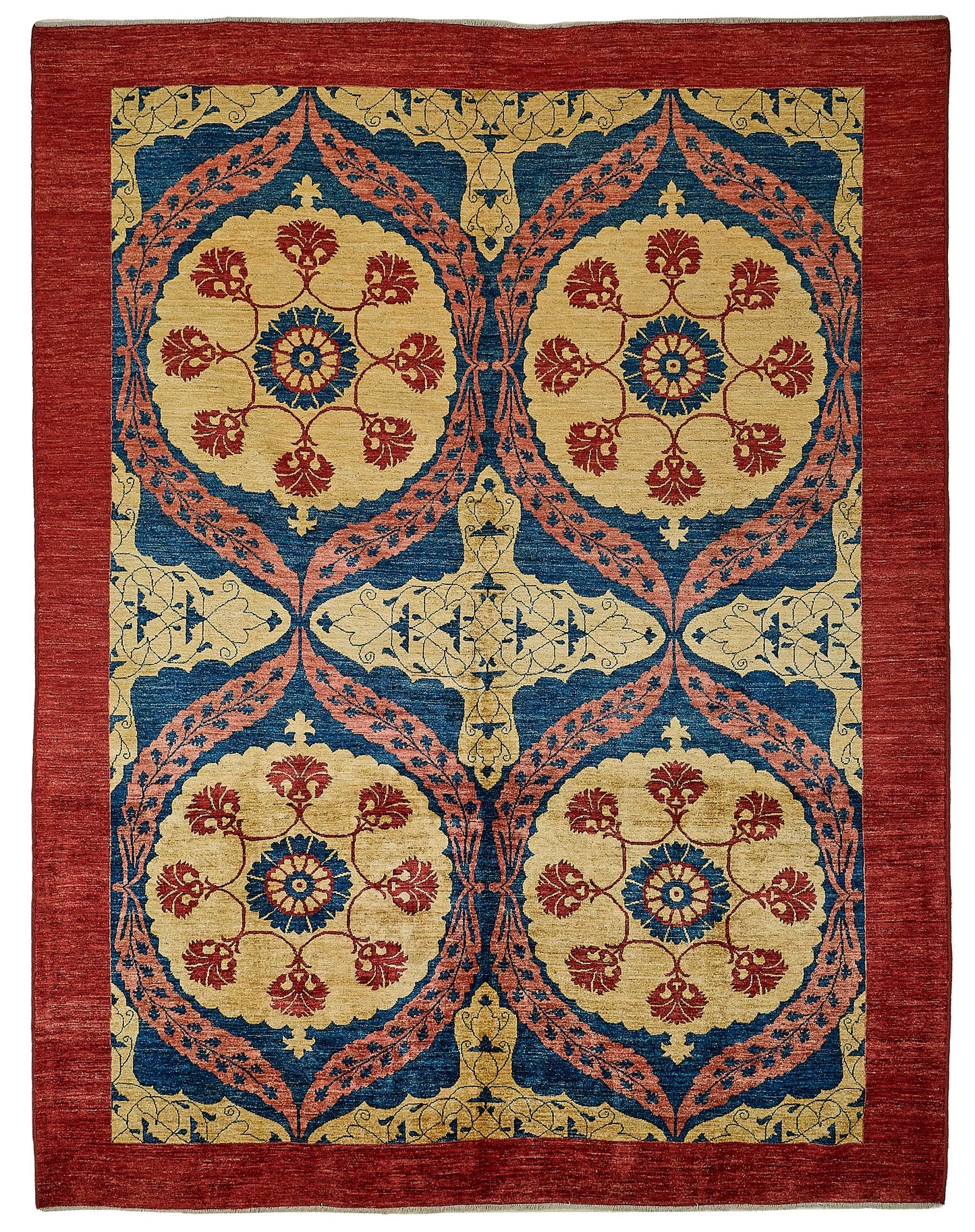 8x11 Red Floral Medallion Oushak Rug - 51484