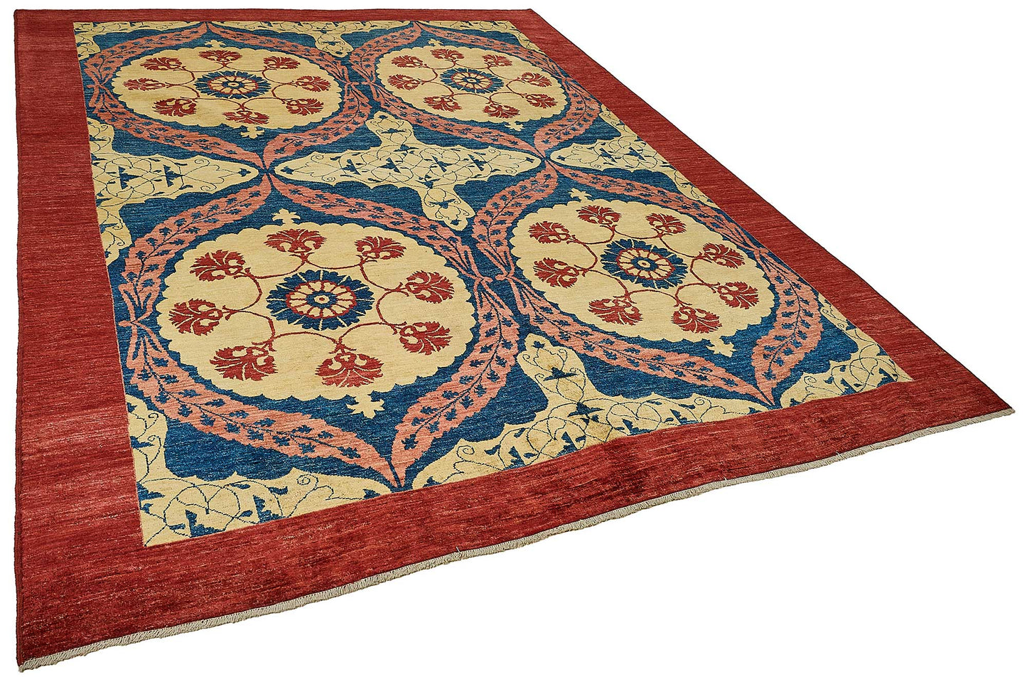 8x11 Red Floral Medallion Oushak Rug - 51484