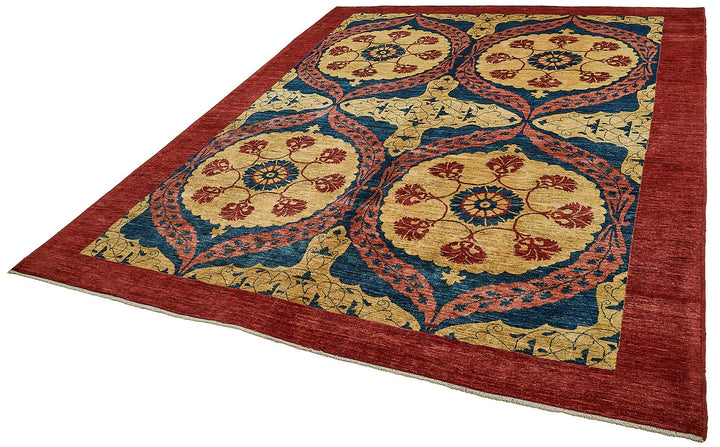 8x11 Red Floral Medallion Oushak Rug - 51484