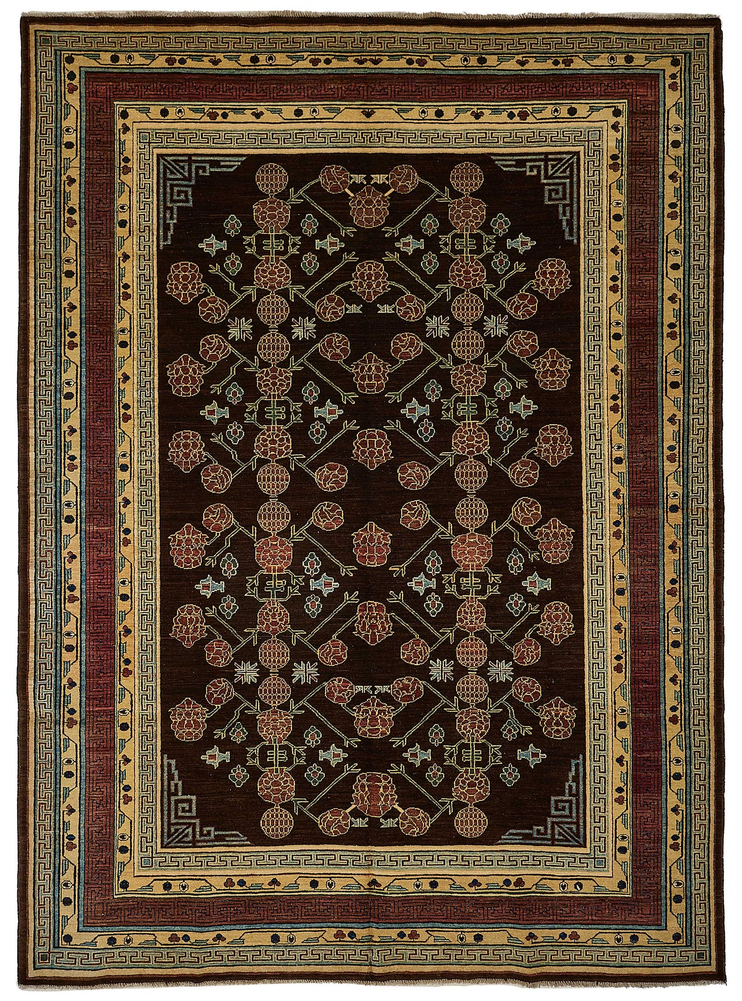 7x10 Brown Traditional Floral Oushak Rug - 51485