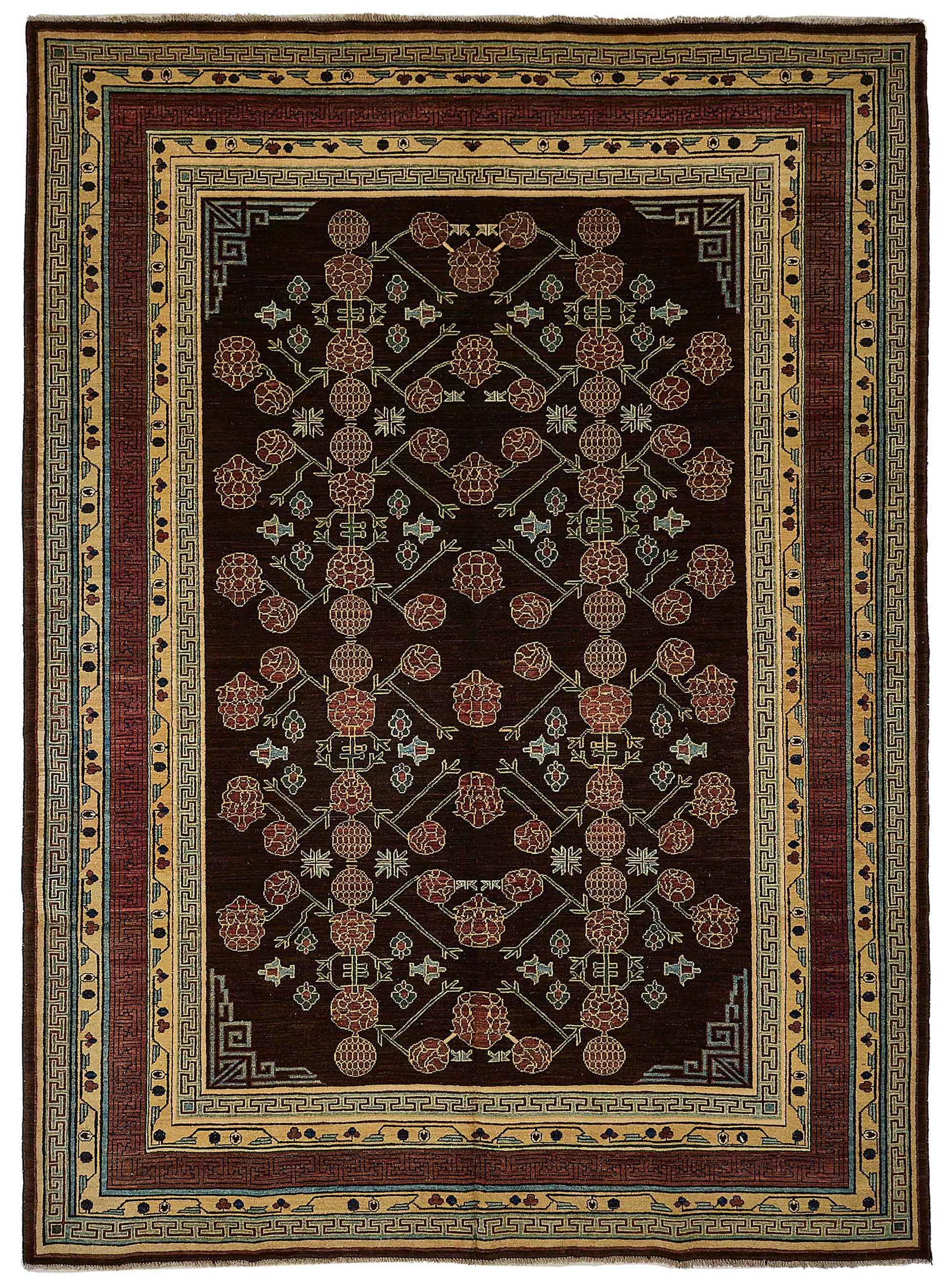 7x10 Brown Traditional Floral Oushak Rug - 51485