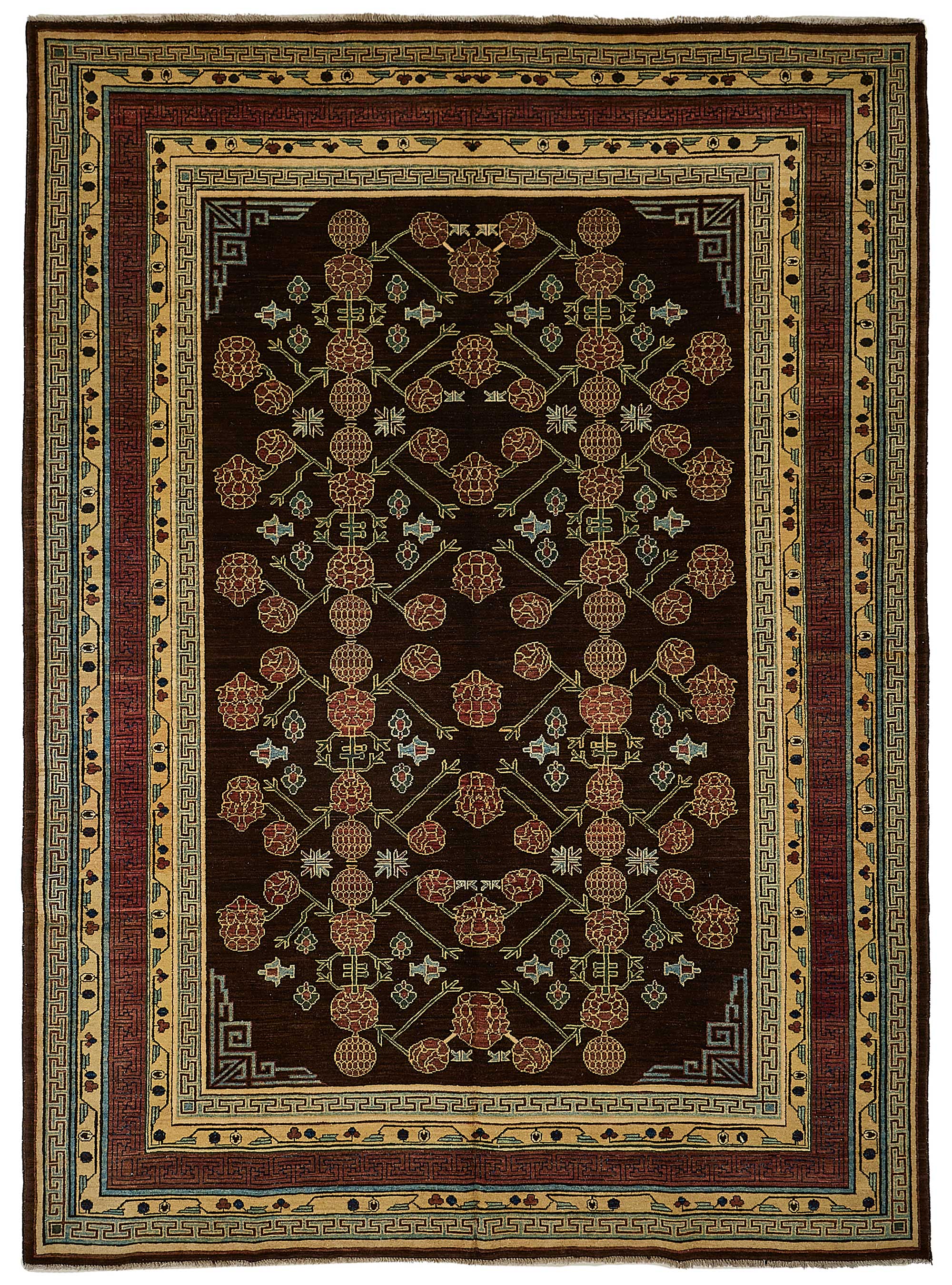 7x10 Brown Traditional Floral Oushak Rug - 51485