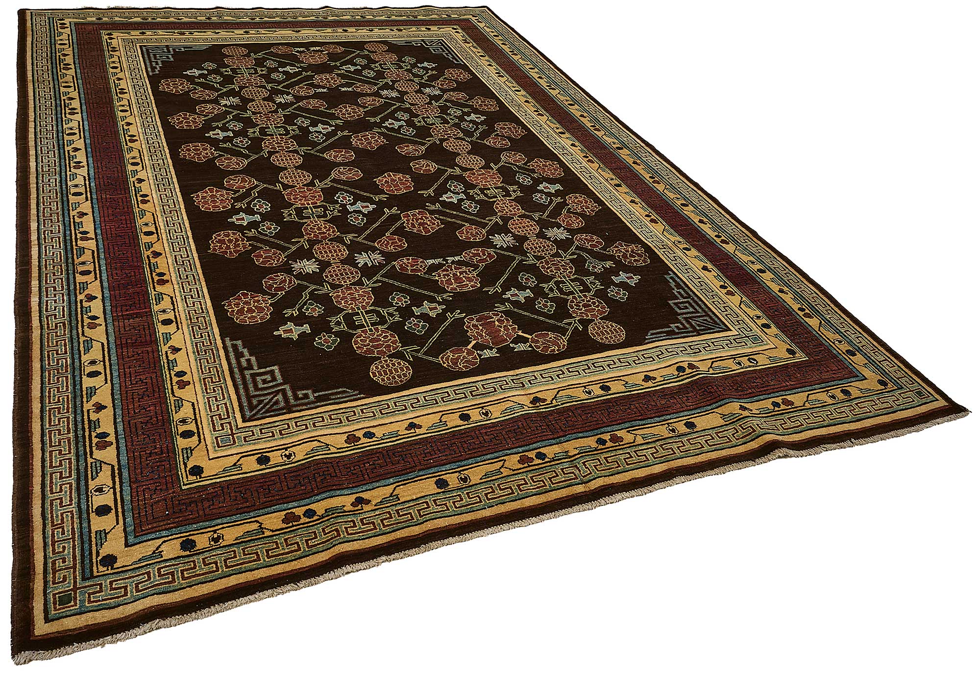 7x10 Brown Traditional Floral Oushak Rug - 51485