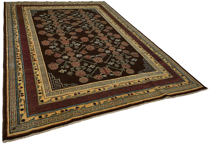 7x10 Brown Traditional Floral Oushak Rug - 51485