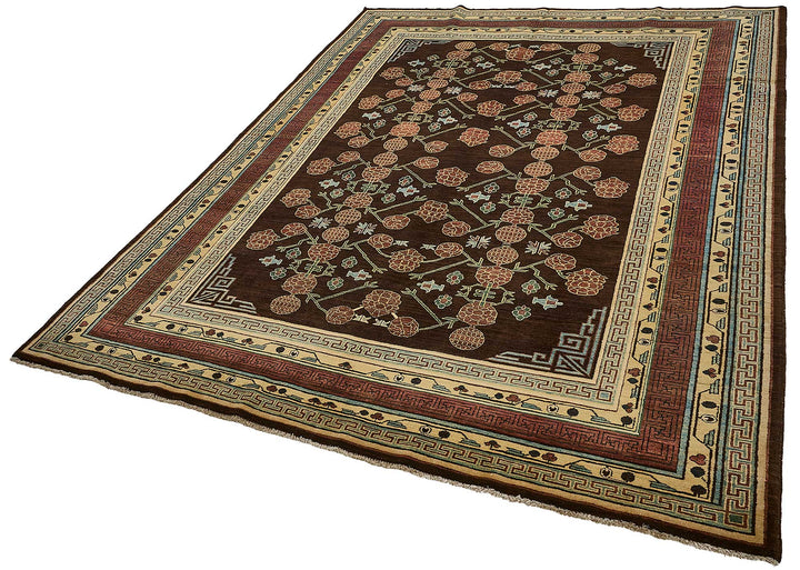 7x10 Brown Traditional Floral Oushak Rug - 51485