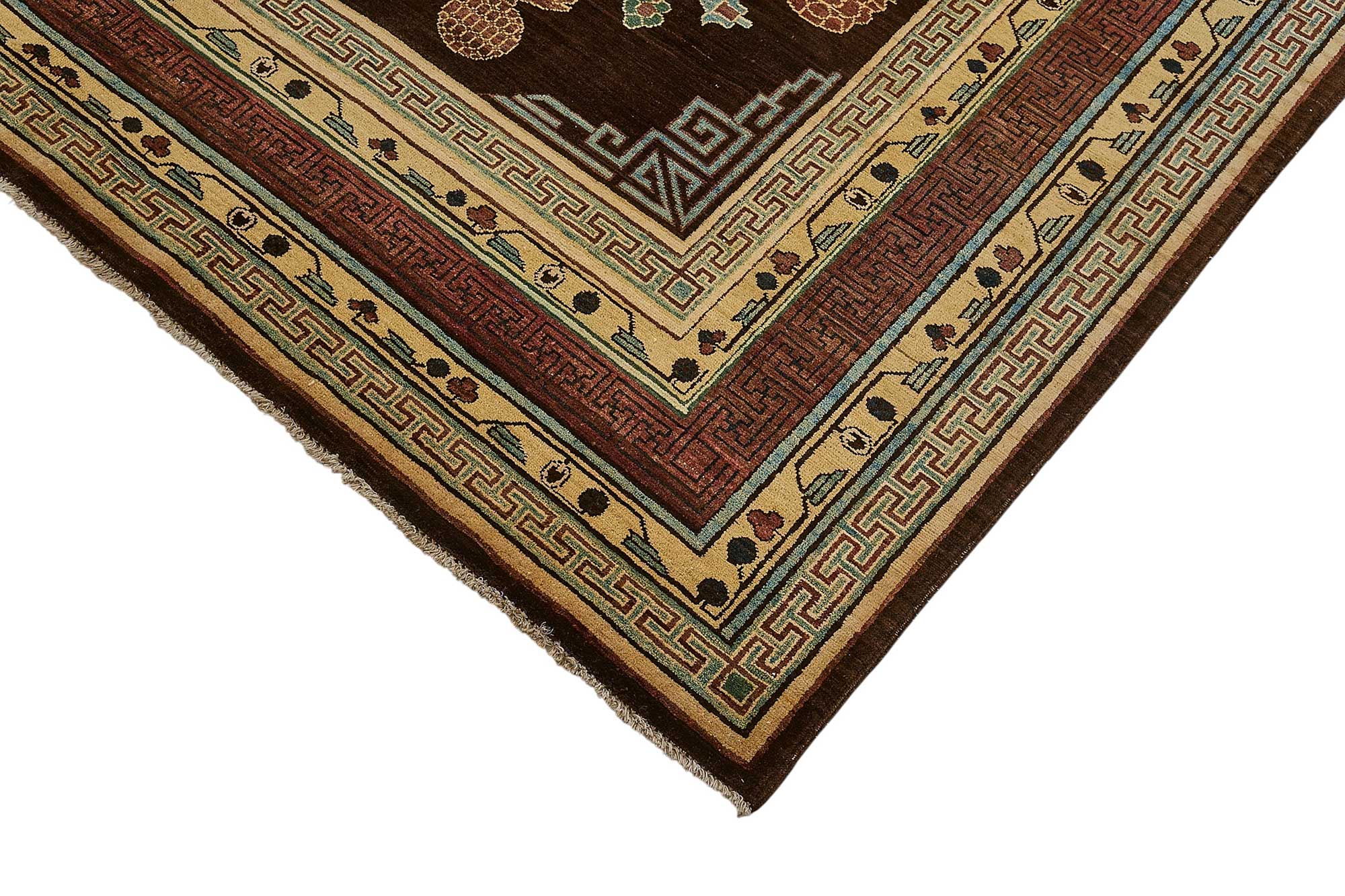 7x10 Brown Traditional Floral Oushak Rug - 51485